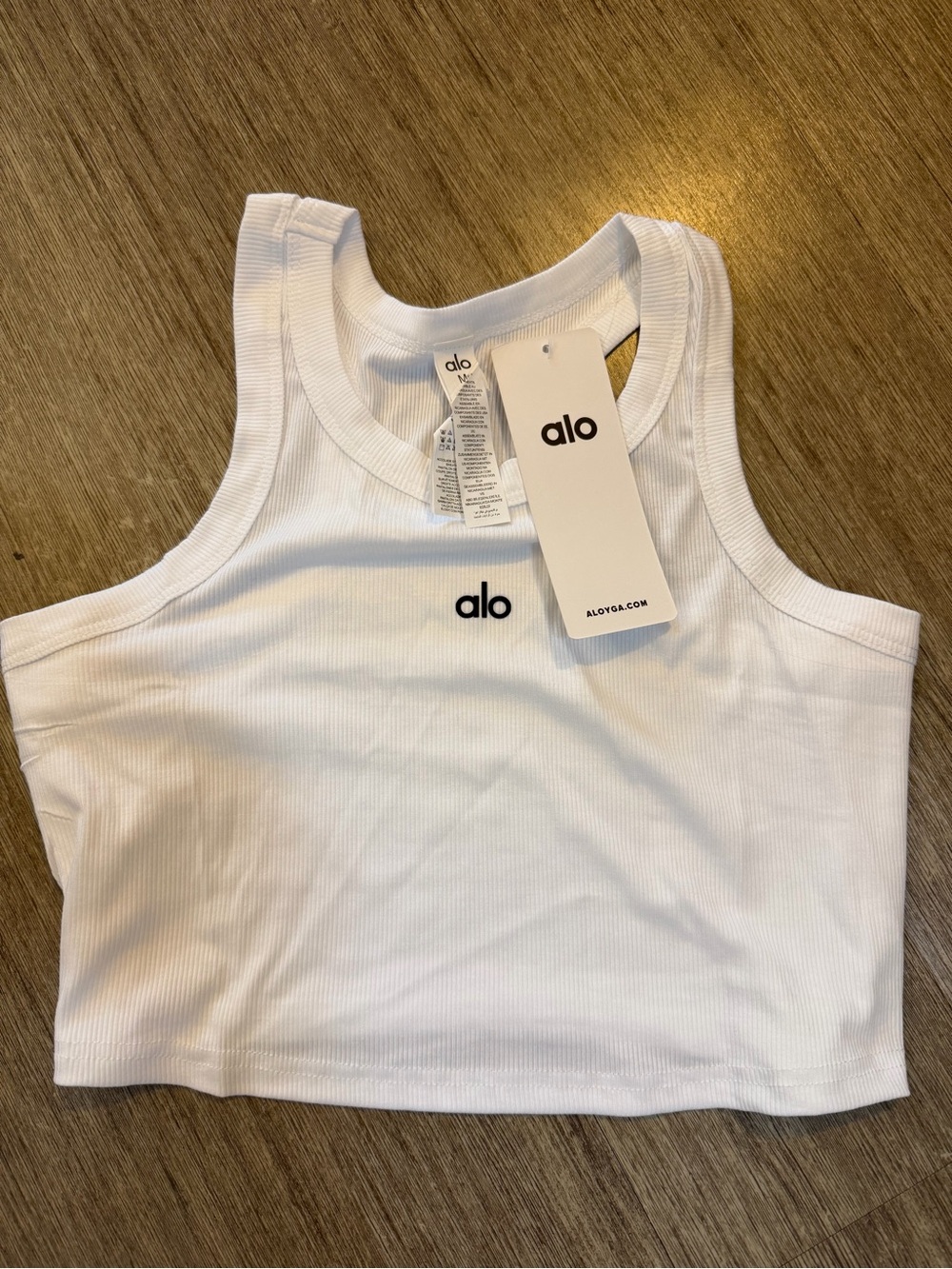 ALO Yoga White Ribbed Cropped Tank